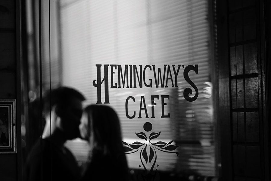 Hemingway's cafe engagement photos