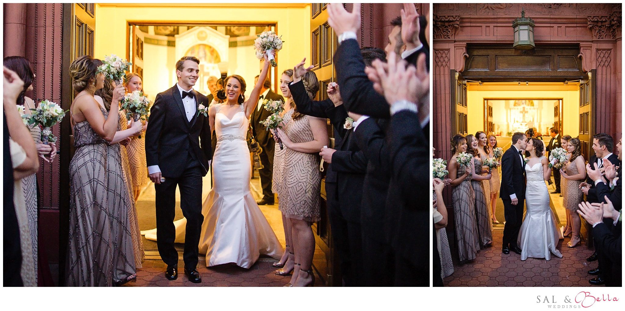 grand wedding exit Epiphany Catholic Church