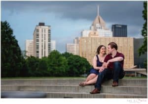 engagement photos at fountain in pittsburgh