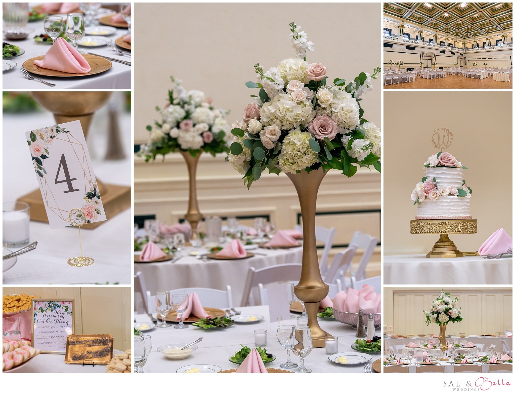Wedding decor at Soldiers & Sailors Memorial Hall 