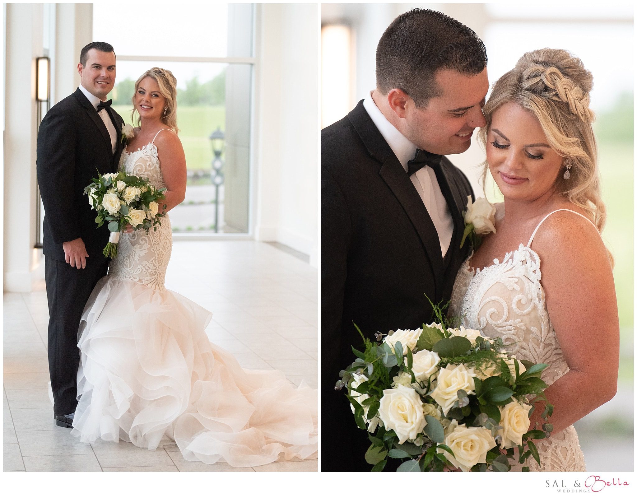 Bride and groom pose for photos at Orchard Hill Church.