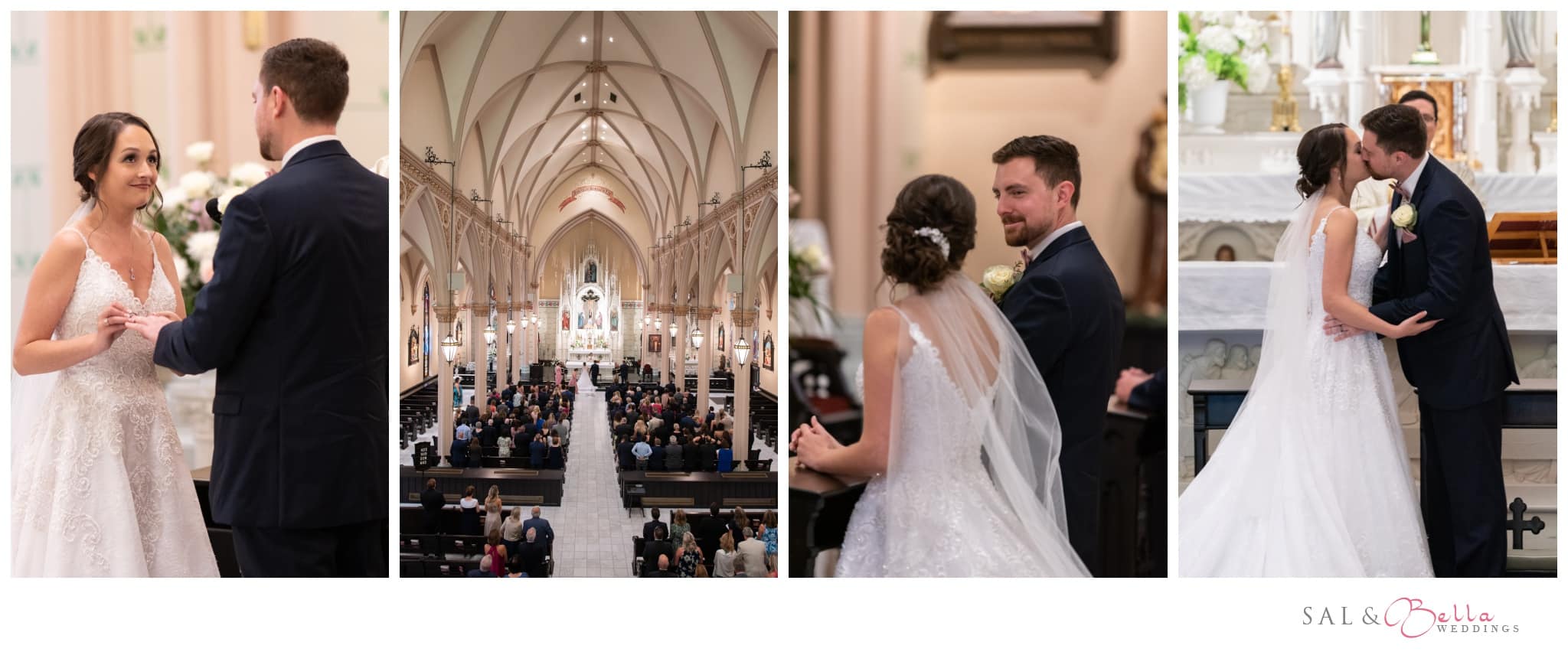 bride and groom share in many key moments of their ceremony at St. Peter's Ctholic church on Arch St. in Pittsburgh