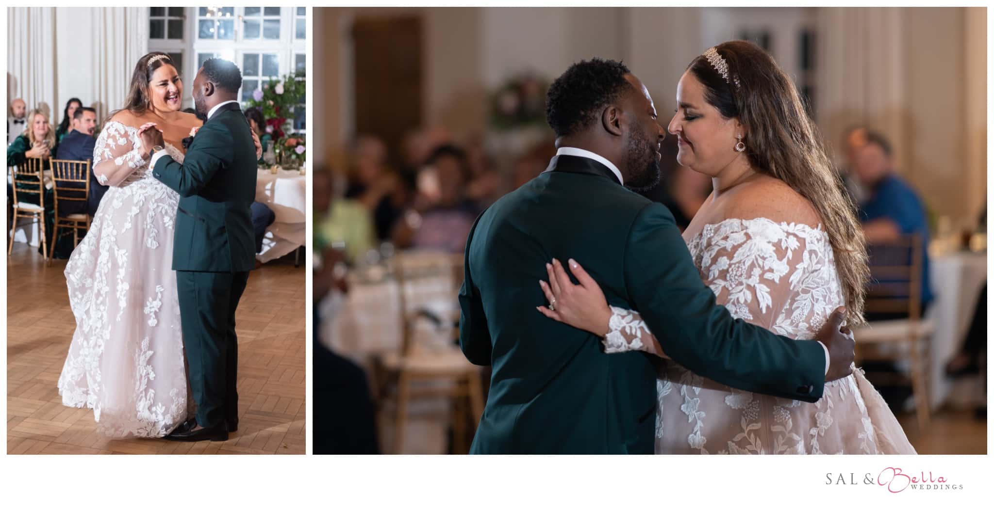 bride & groom dance together at Longue Vue Club