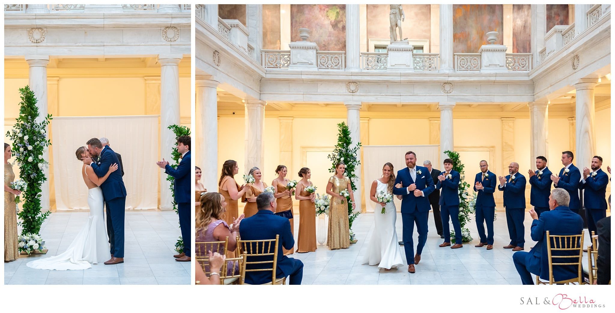 Bride and Groom are announces as husband and wife in the hall of sculpture. 