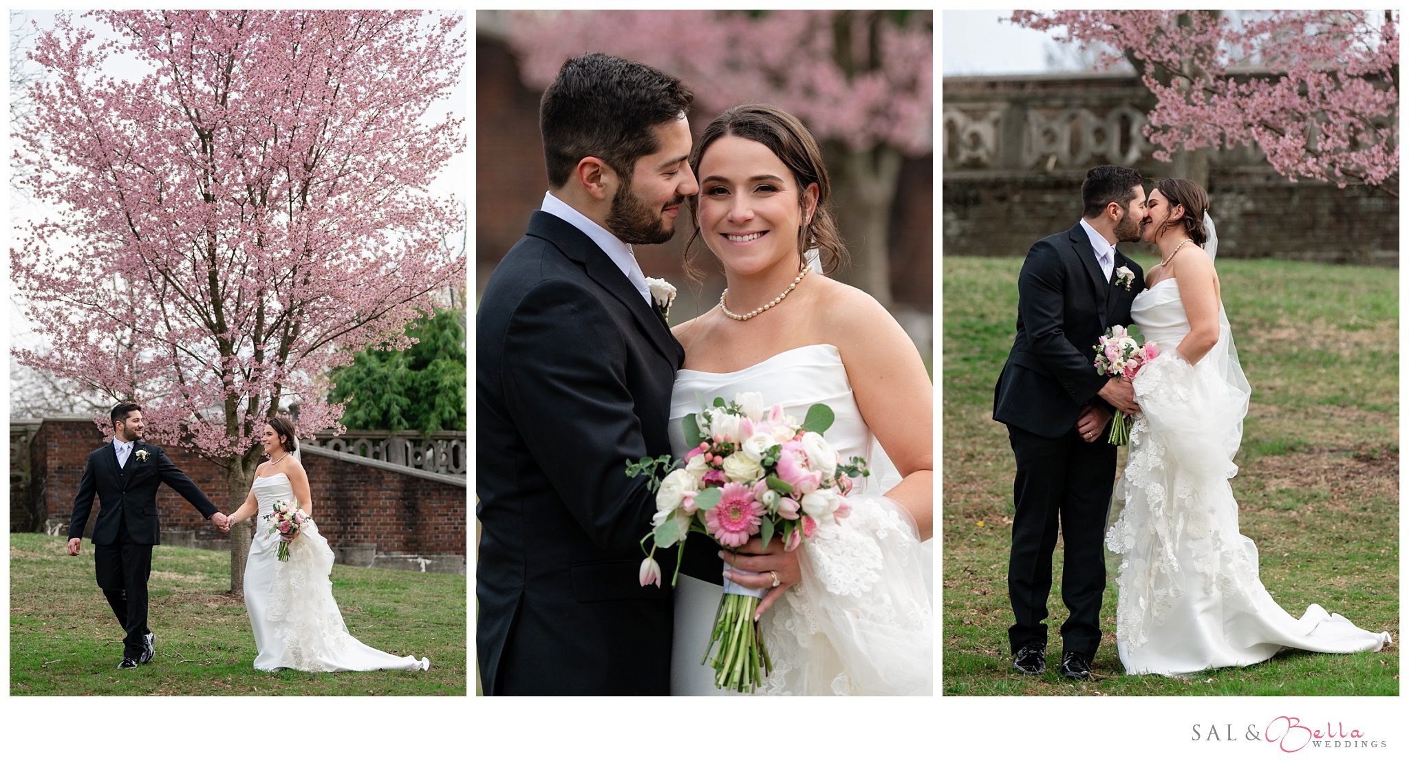 bride & groom spring wedding pictures at Mellon Park in Shadyside