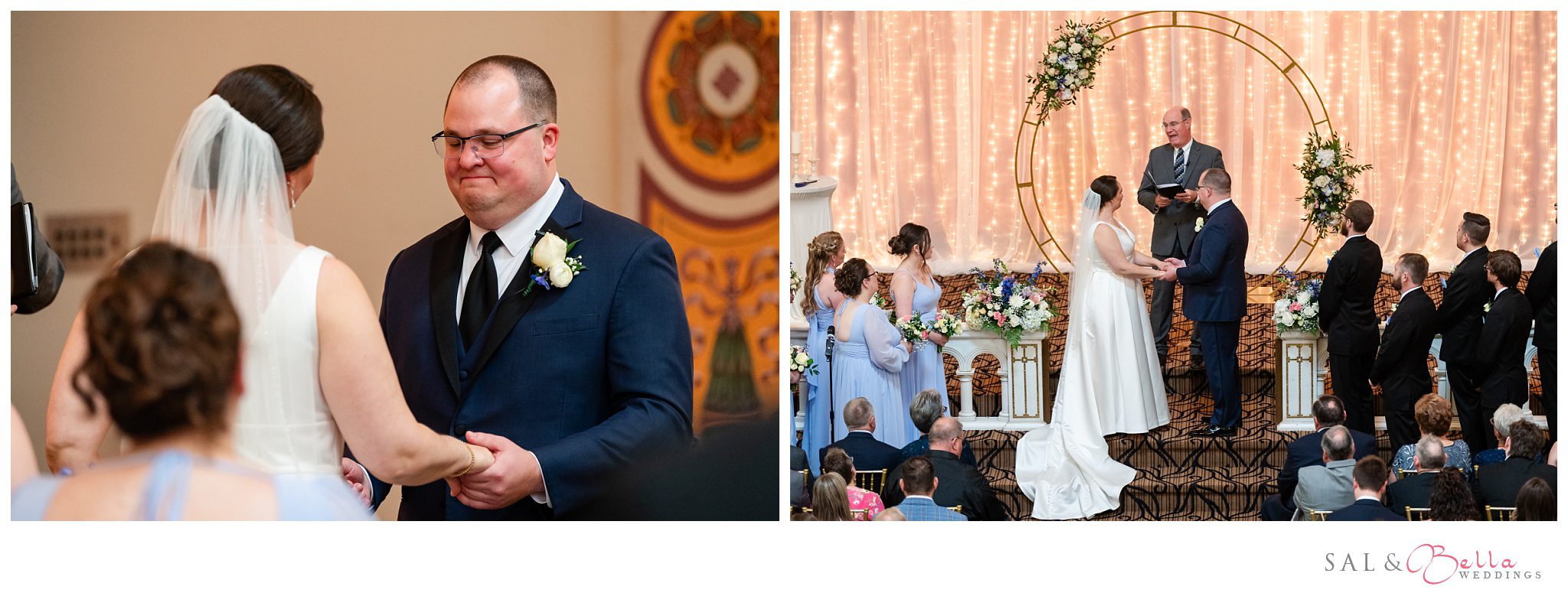 the couple exchanges their vows at the priory.  