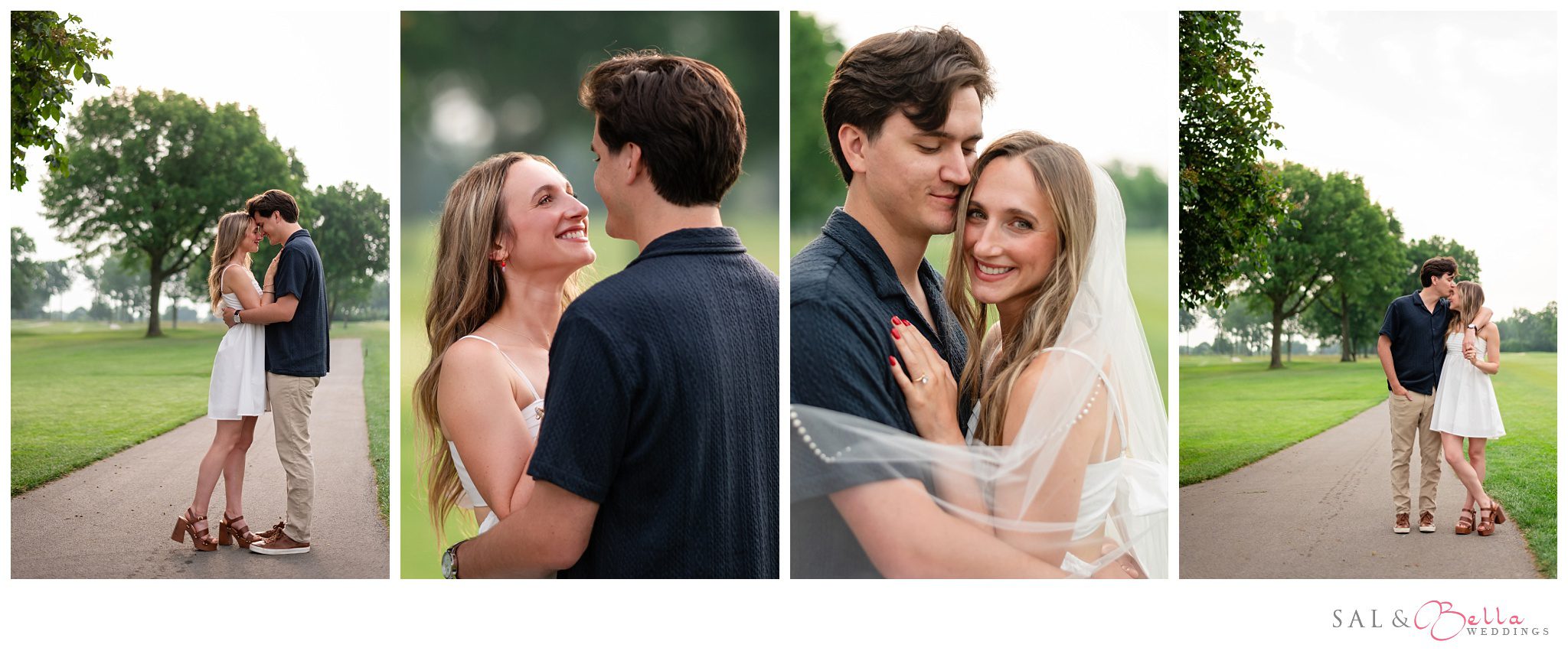 Romantic engagement photo on the golf course at Butler Country Club in Pennsylvania.