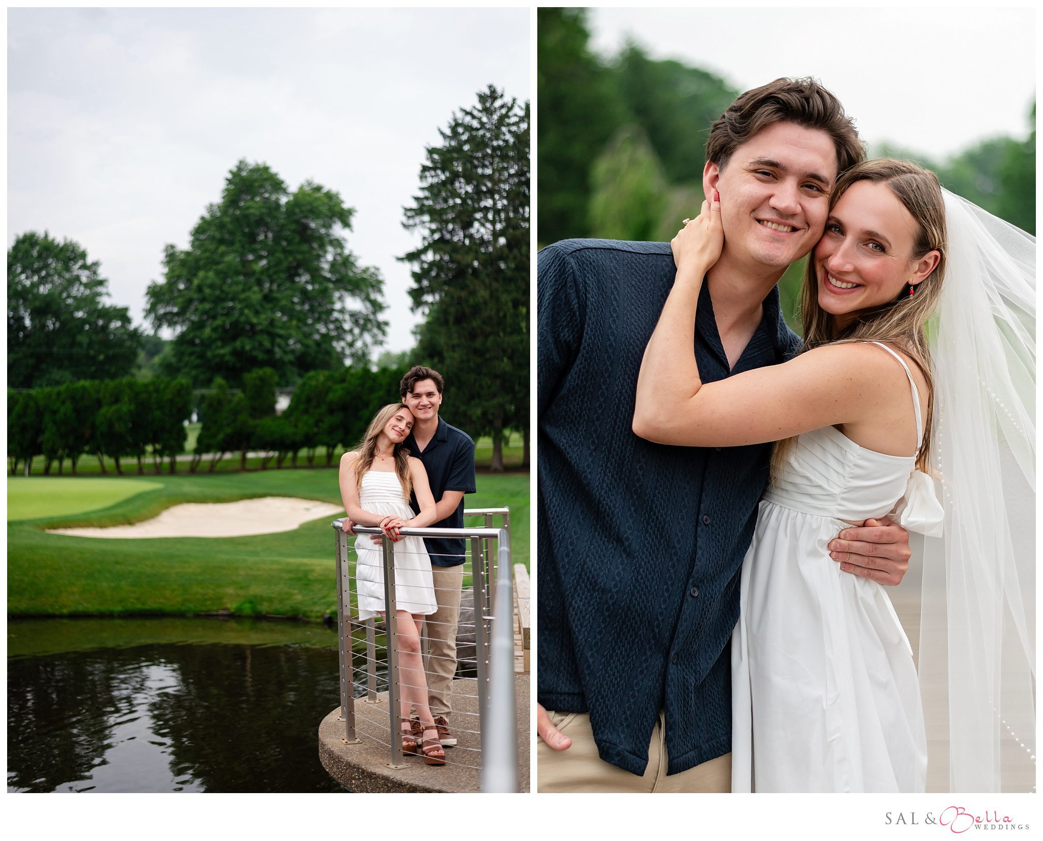 Camille and Brendan share a hug on the bridge at Butler Country Club.