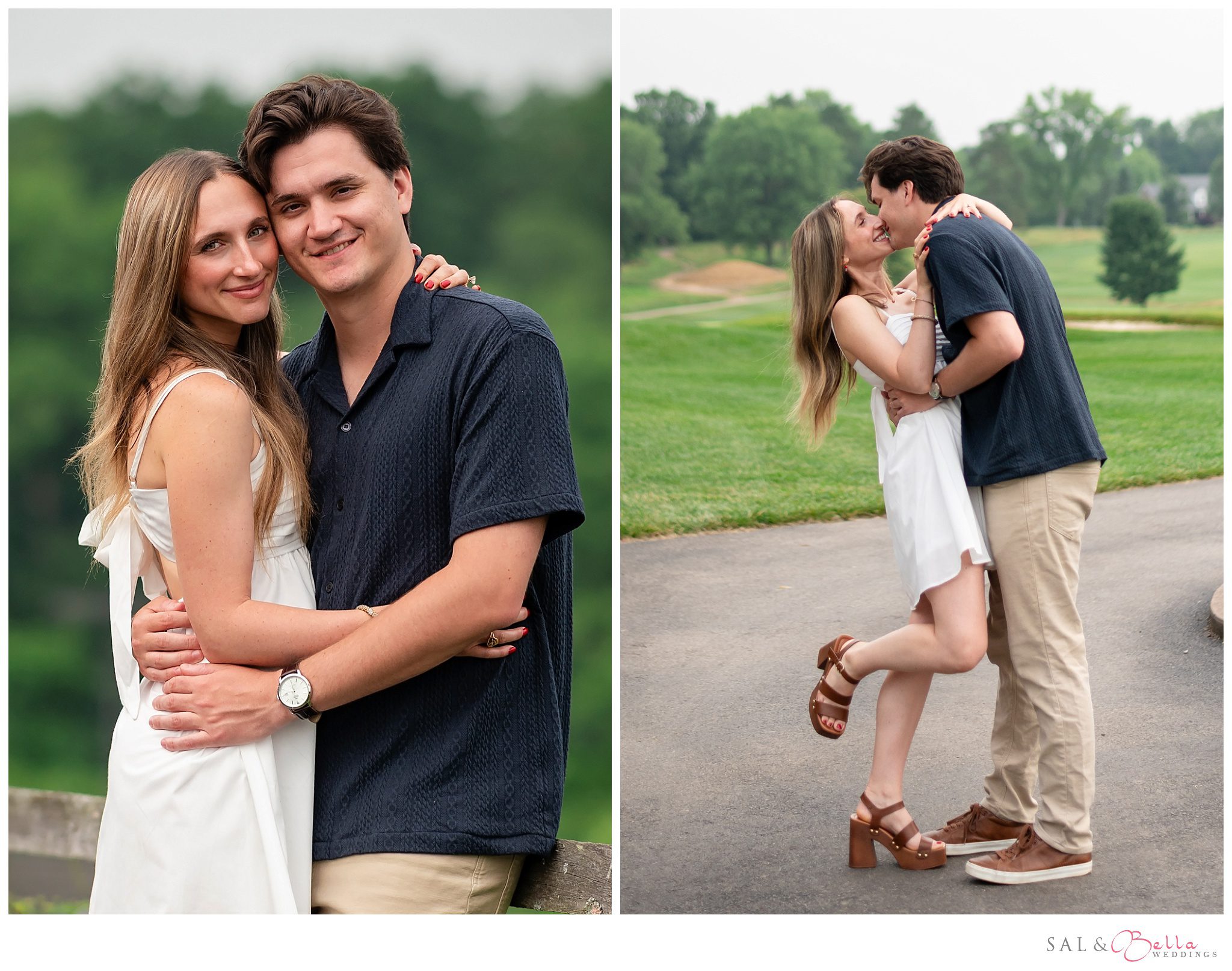 Playful engagement session at Butler Country Club captured by Sal & Bella Weddings