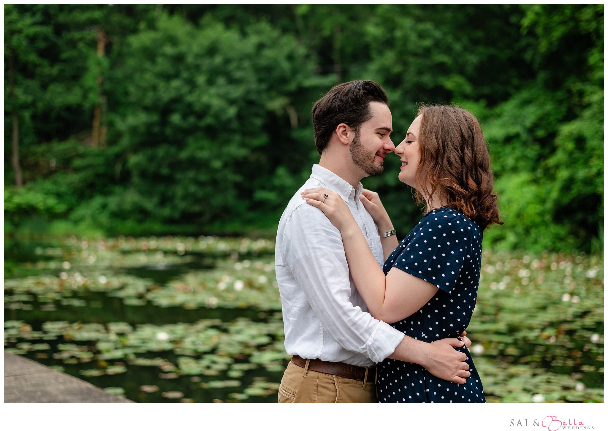 Candid moment between engaged couple at Highland Park.