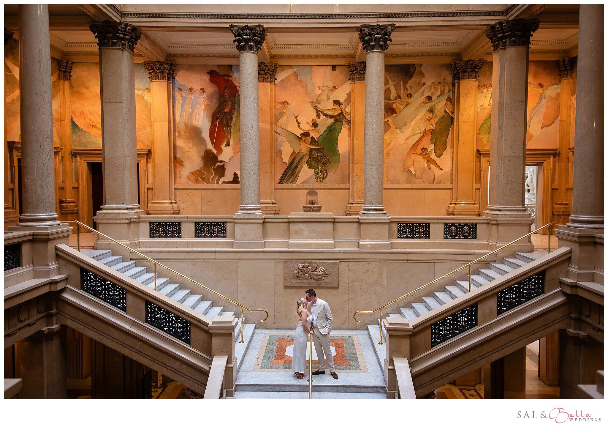 Emma & Parker engagement session on the grand staircase at Carnegie Museum Pittsburgh.