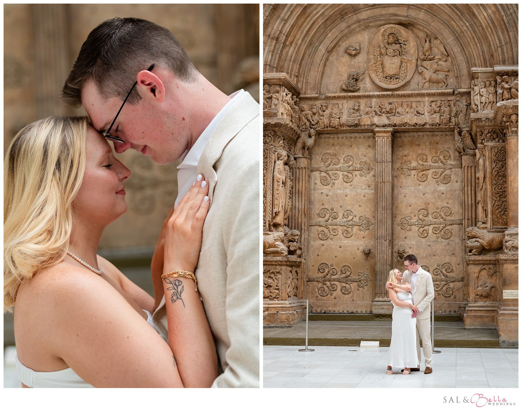 Classic engagement portrait of couple in the Hall of Architecture at Carnegie Museum