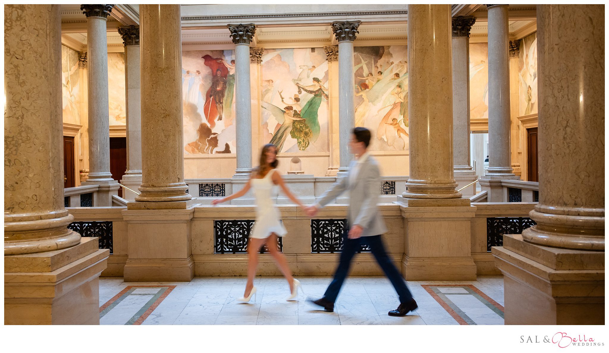 Artistic shot of a couple using motion blur at Carnegie Museum.
