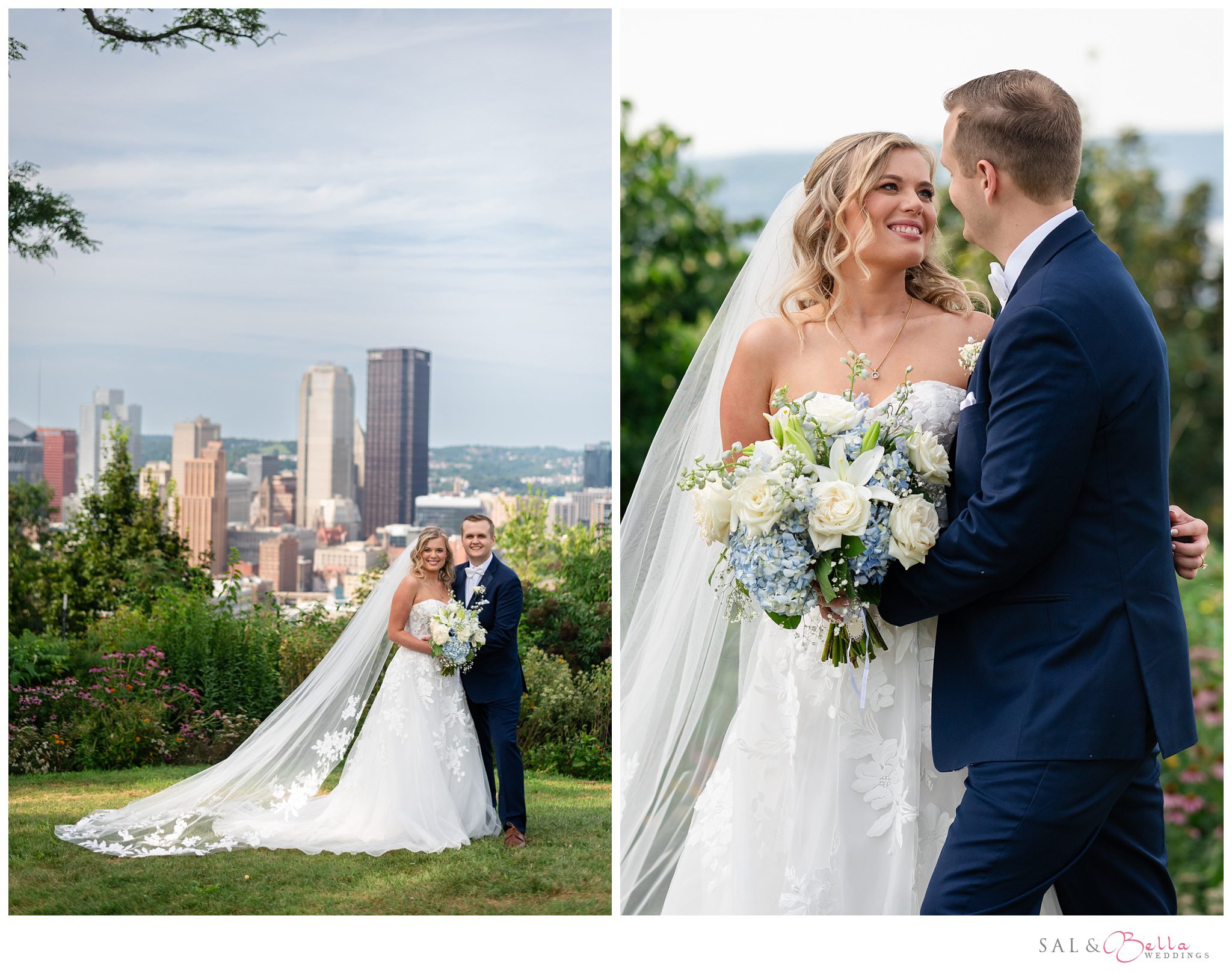 Dina & Conner pose for portraits on Mt Washington before heading to their Wedding at Duquesne Power Center.