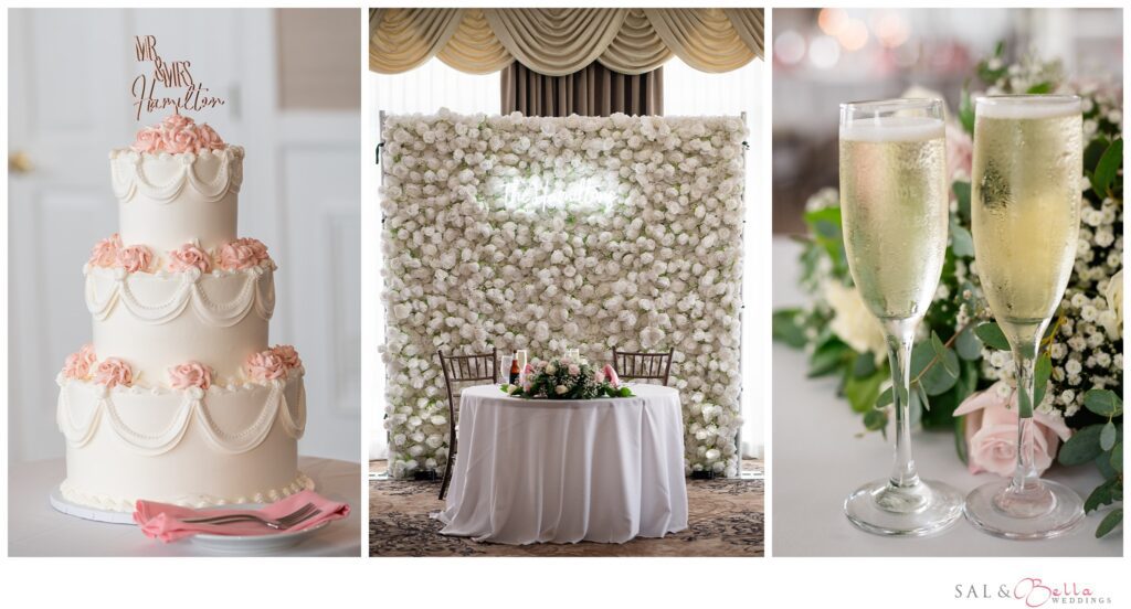 Beautiful reception details inside Southpointe Golf club.