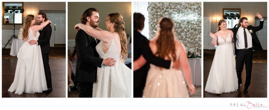 A couple shares their first dance as husband and wife