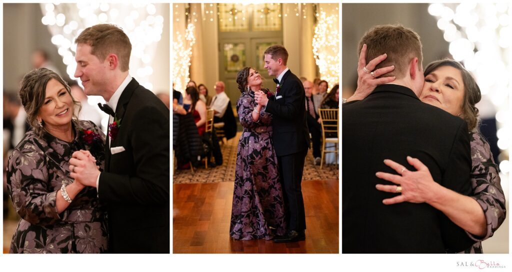 Groom dancing with his new mother in law at the Priory Grand Hall reception