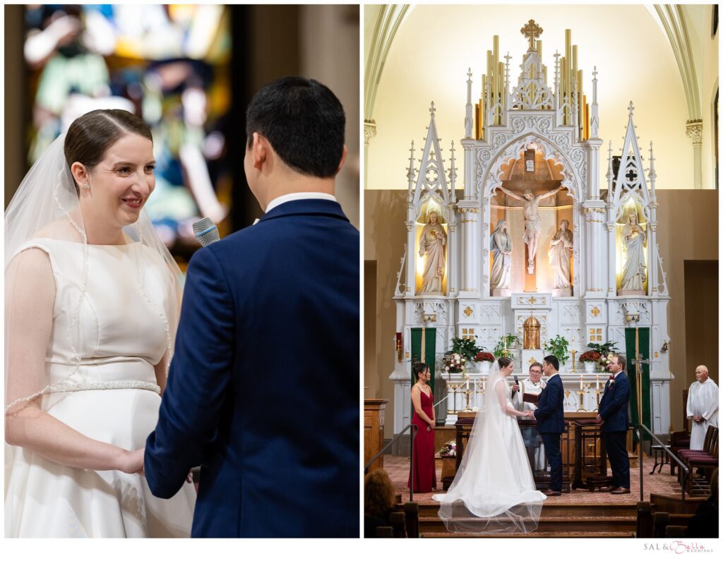 Bride & Groom exchange their vows at St. Mary of the Mount.