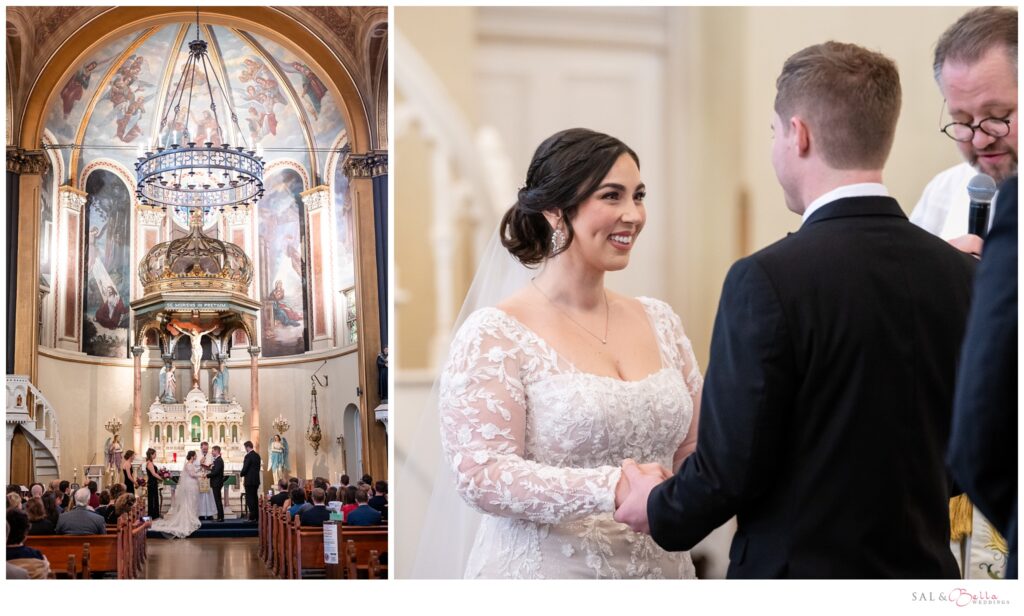 A couple exchanges vows at St. Stanislaus Kostka church