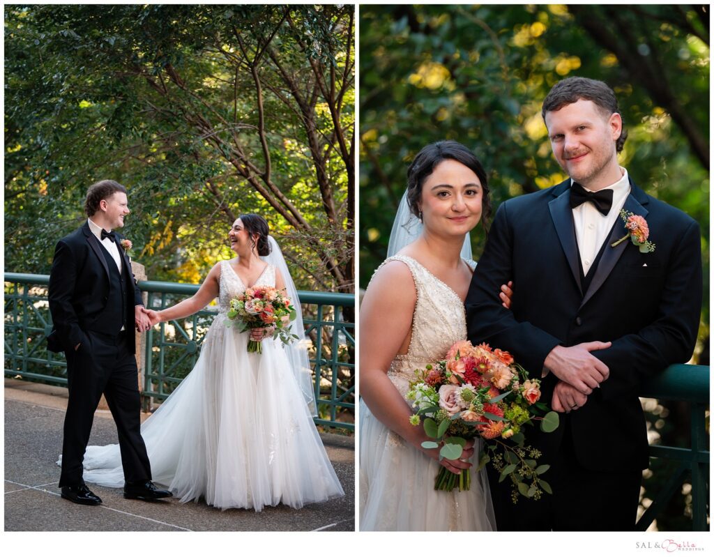 Bride and groom portraits in downtown Pittsburgh at The Pennsylvanian
