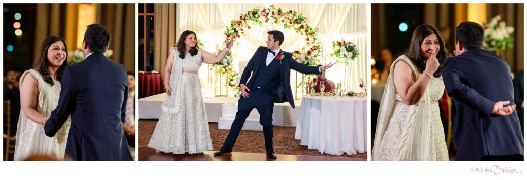 groom shares a dance with his mother. 