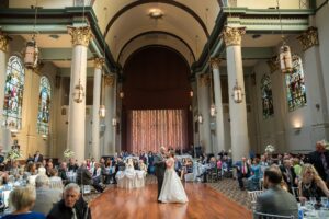 bride & groom share their first dance at the Priory