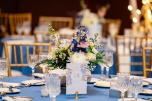 Beautiful floral centerpiece for a spring wedding at the Grand Hall